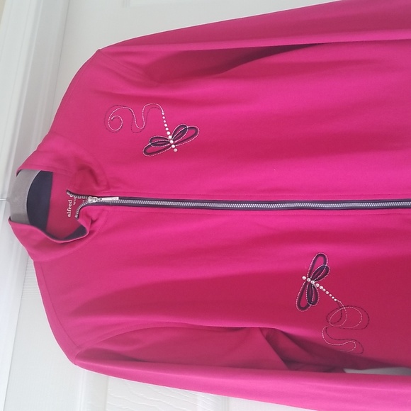 Alfred Dunner Pink Rhinestone Dragonfly Embroidered Lightweight Jacket - Picture 9 of 12